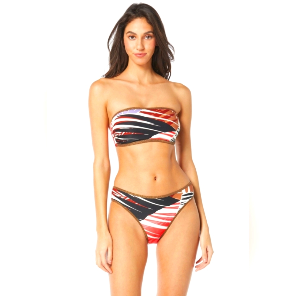 Vince Camuto Riviera Palm Reversible Bandeau Bikini 2pc Lg/md